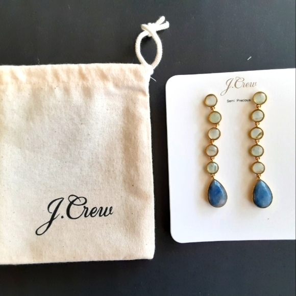 J. Crew Mixed Stone Drop Earrings Light Mint New - Picture 4 of 5
